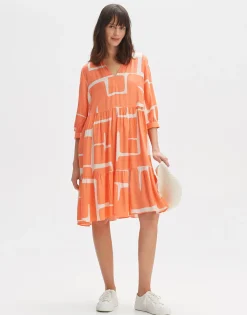 Damen OPUS Kleider^Blusenkleid Wulari Graphic Orange Online Bestellen