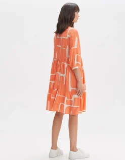 Damen OPUS Kleider^Blusenkleid Wulari Graphic Orange Online Bestellen