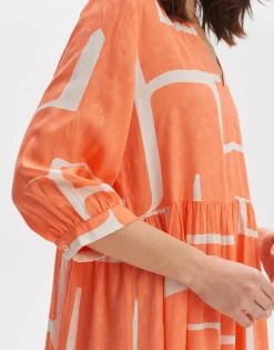Damen OPUS Kleider^Blusenkleid Wulari Graphic Orange Online Bestellen