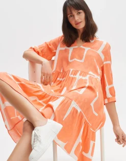 Damen OPUS Kleider^Blusenkleid Wulari Graphic Orange Online Bestellen
