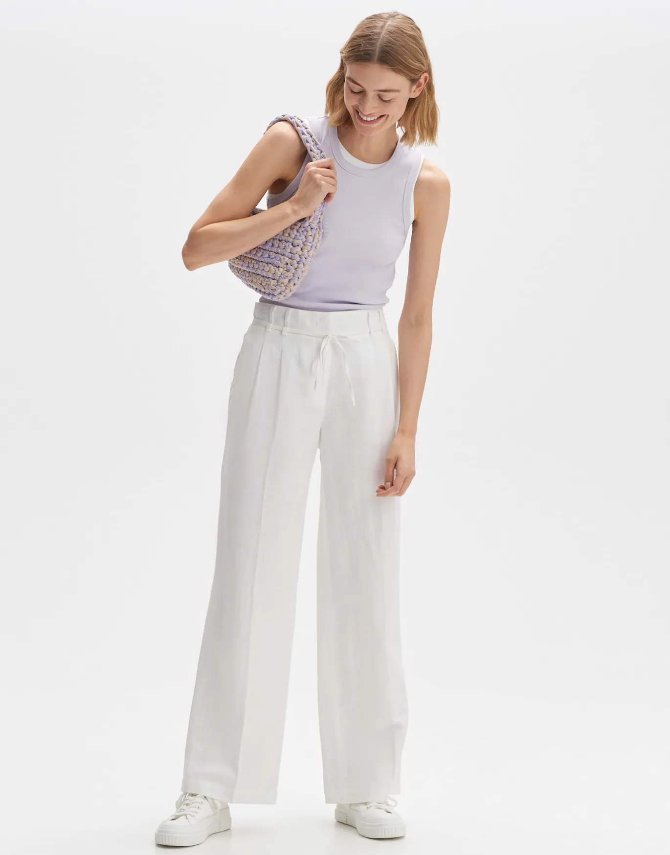 Damen OPUS Hosen^Bundfaltenhose Milis Breeze Weiß Online Bestellen