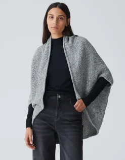 Damen OPUS Strick | Accessoires^Cape Amaryllis Waffle Grau Online Bestellen