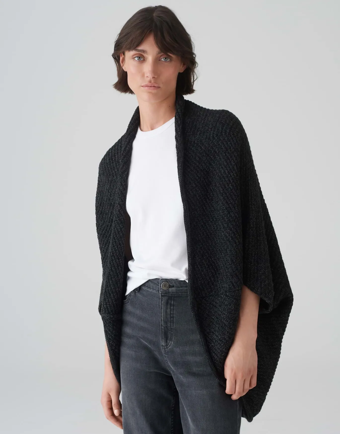 Damen OPUS Strick | Accessoires^Cape Amaryllis Waffle Grau Online Bestellen