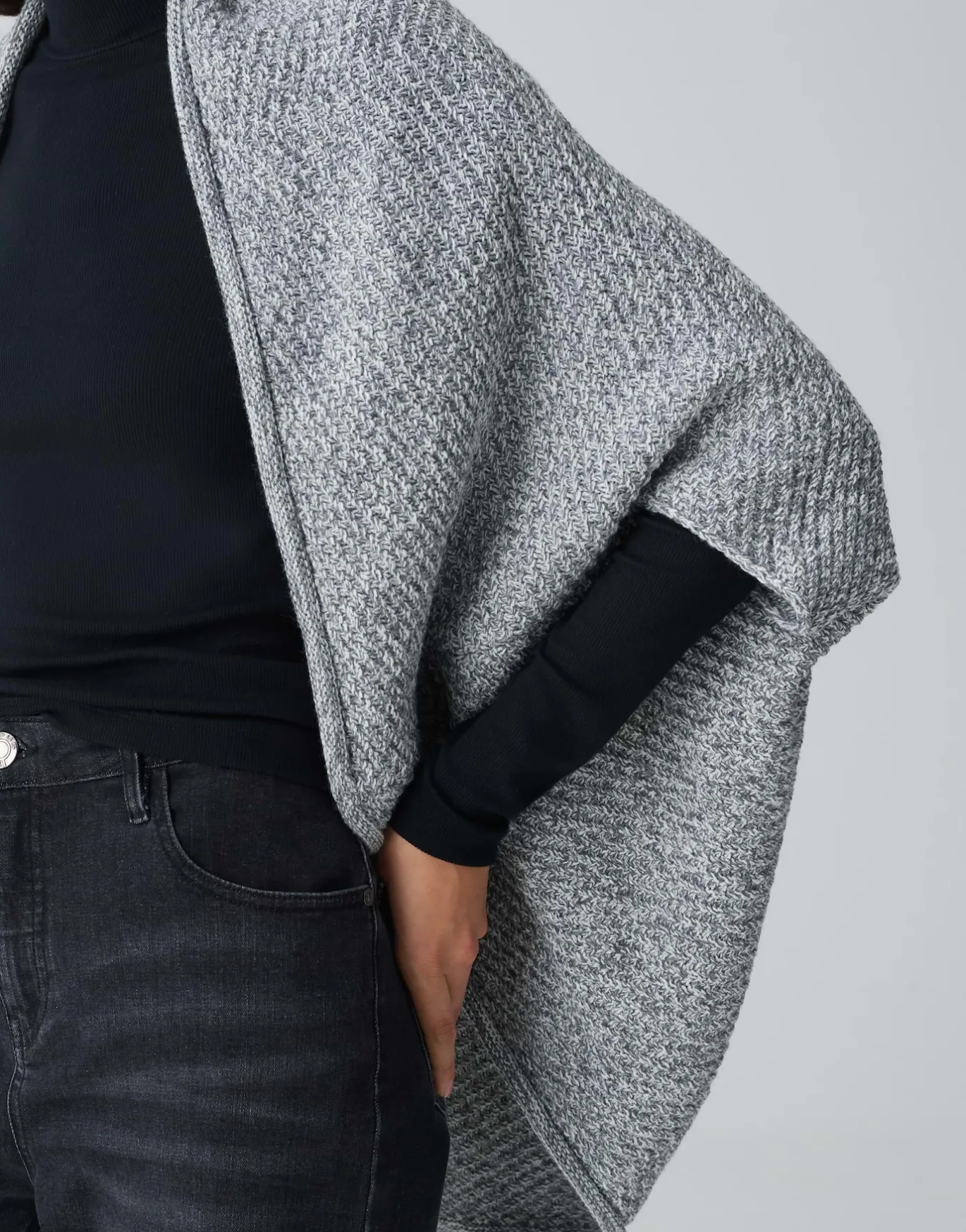 Damen OPUS Strick | Accessoires^Cape Amaryllis Waffle Grau Online Bestellen