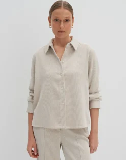 Damen OPUS Blusen^Cordbluse Zortney Detail Beige Online Bestellen
