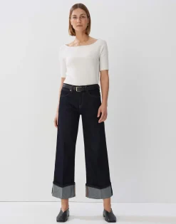 Damen OPUS Jeans^Cropped Wide Jeans Cellma Turn Up Blau Online Bestellen