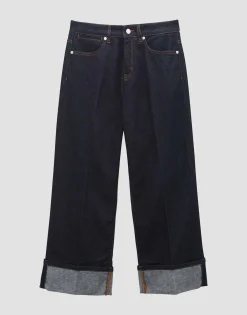 Damen OPUS Jeans^Cropped Wide Jeans Cellma Turn Up Blau Online Bestellen