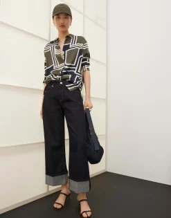 Damen OPUS Jeans^Cropped Wide Jeans Cellma Turn Up Blau Online Bestellen