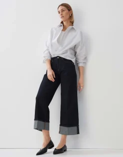 Damen OPUS Jeans^Cropped Wide Jeans Cellma Turn Up Blau Online Bestellen
