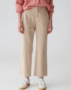 Damen OPUS Hosen | Jeans^Cropped Wide Jeans Mokoti Work Beige Online Bestellen