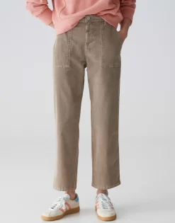 Damen OPUS Hosen | Jeans^Cropped Wide Jeans Mokoti Work Braun Online Bestellen