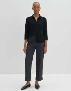 Damen OPUS Hosen^Culotte Cisilia Mélange Schwarz Online Bestellen
