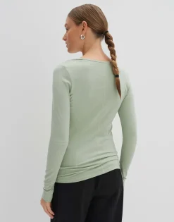 Damen OPUS Basics | Shirts^Langarmshirt Kalia Grün Online Bestellen