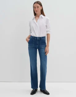 Damen OPUS Jeans^Long Flared Jeans Carie Utility Blau Online Bestellen