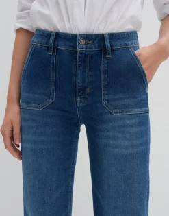 Damen OPUS Jeans^Long Flared Jeans Carie Utility Blau Online Bestellen