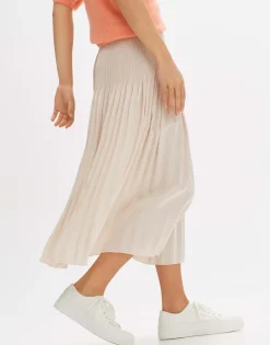 Damen OPUS Röcke^Plisseerock Ribane Shimmer Beige Online Bestellen