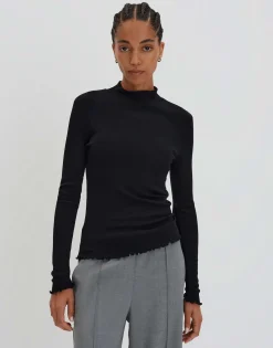 Damen OPUS Basics | Shirts^Rippshirt Kinara Schwarz Online Bestellen