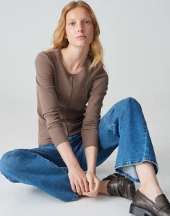 Damen OPUS Basics | Shirts^Rippshirt Sadalie Braun Online Bestellen