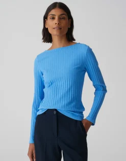 Damen OPUS Shirts^Rippshirt Sovke Blau Online Bestellen