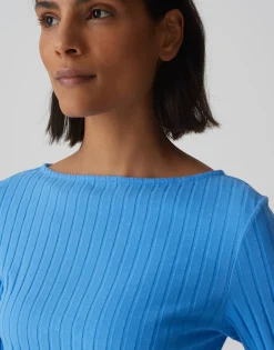 Damen OPUS Shirts^Rippshirt Sovke Blau Online Bestellen