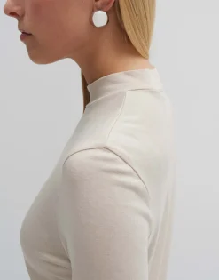 Damen OPUS Basics | Shirts^Rollkragenshirt Karlette Detail Beige Online Bestellen