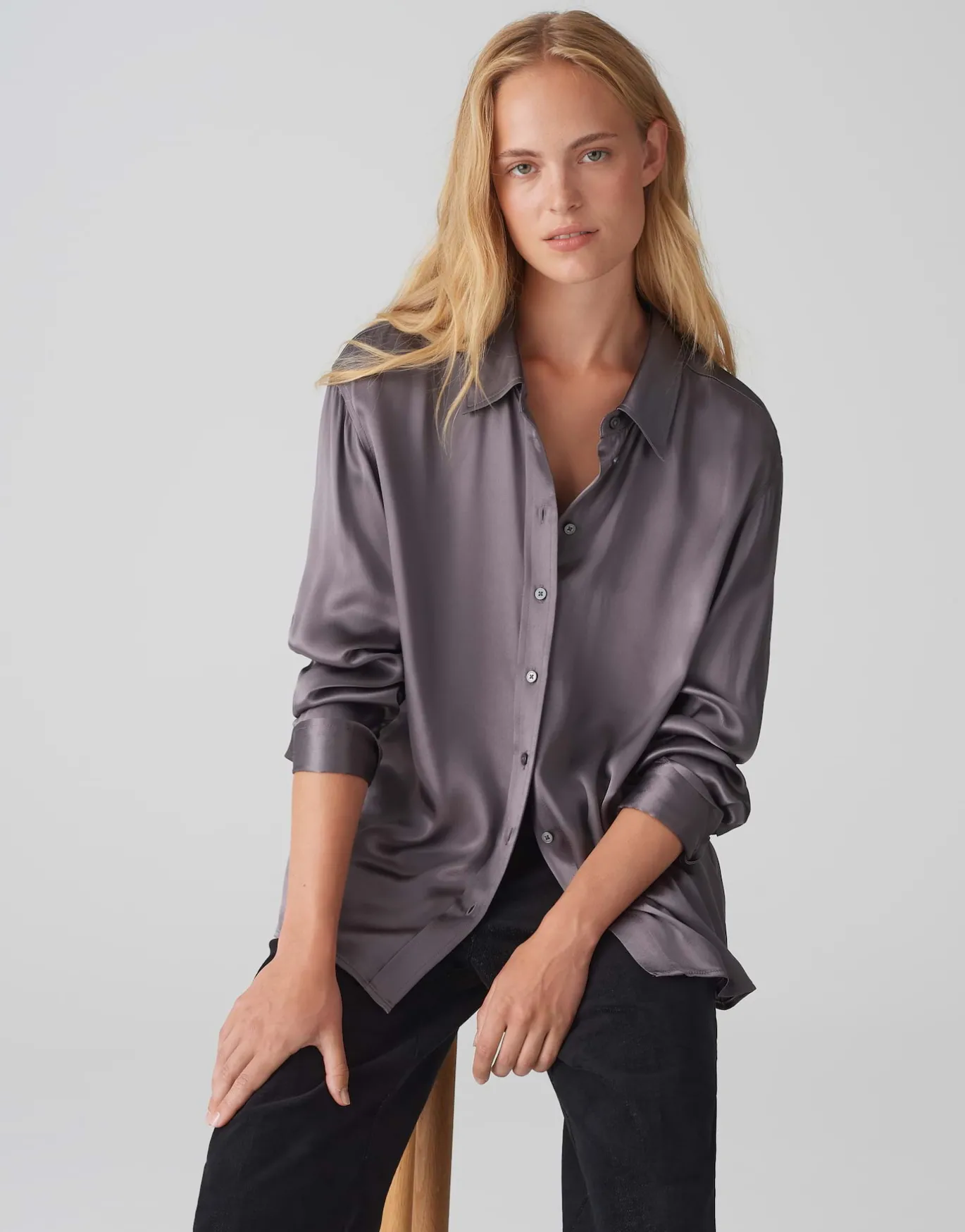 Damen OPUS Blusen^Satinbluse Fenzy Grau Online Bestellen
