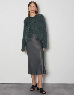 Damen OPUS Röcke^Satinrock Odini Pure Grau Online Bestellen