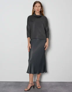 Damen OPUS Röcke^Satinrock Odini Pure Grau Online Bestellen