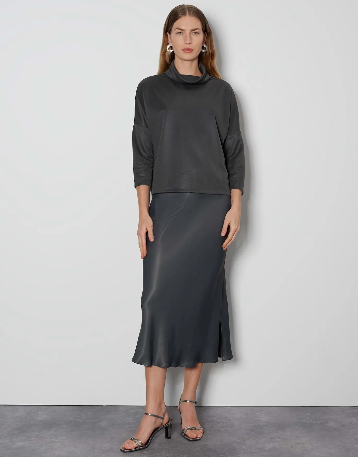 Damen OPUS Röcke^Satinrock Odini Pure Grau Online Bestellen