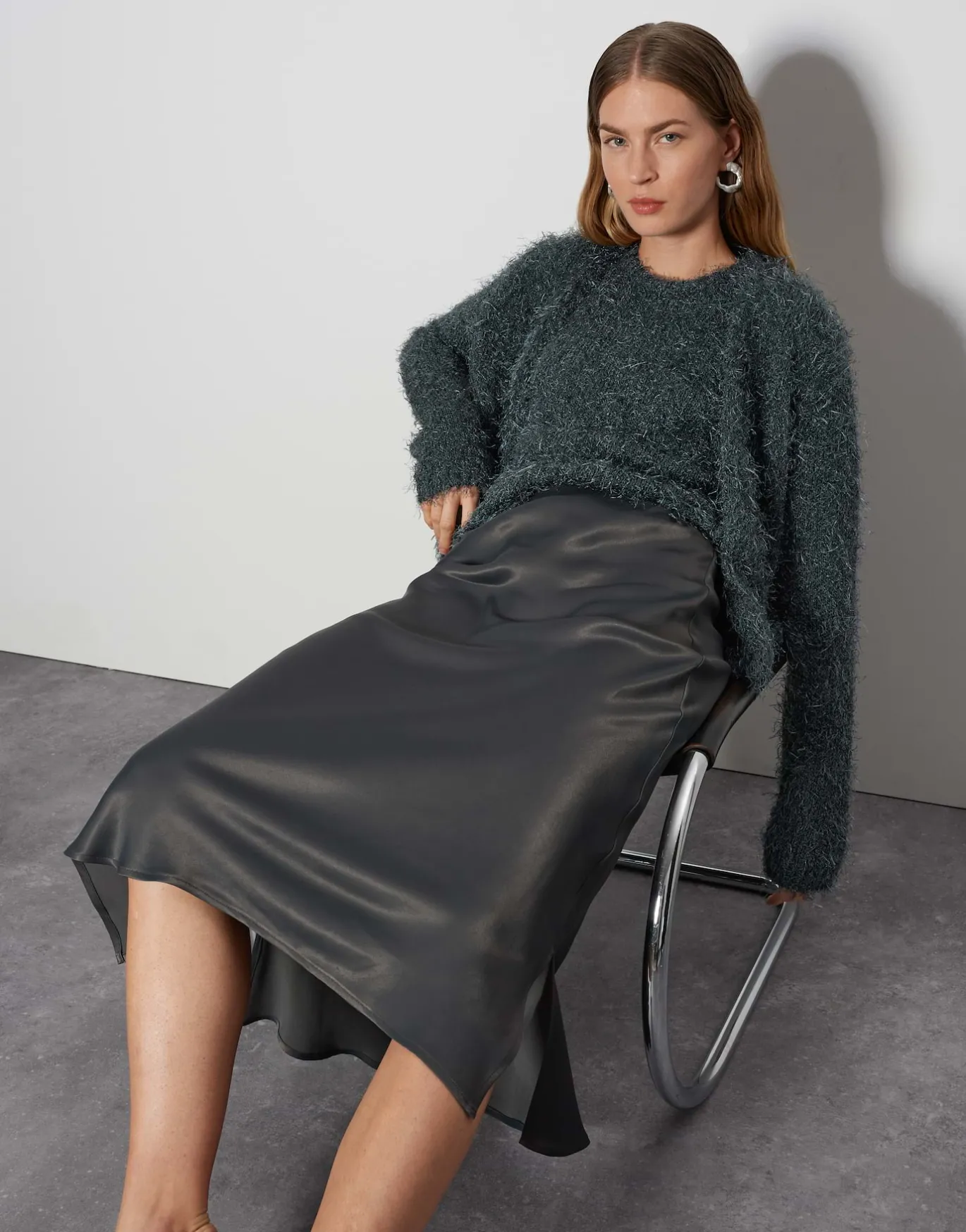 Damen OPUS Röcke^Satinrock Odini Pure Grau Online Bestellen