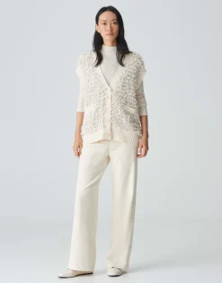 Damen OPUS Strick | Blazer / Westen^Strickweste Deluda Weiß Online Bestellen