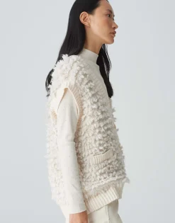 Damen OPUS Strick | Blazer / Westen^Strickweste Deluda Weiß Online Bestellen