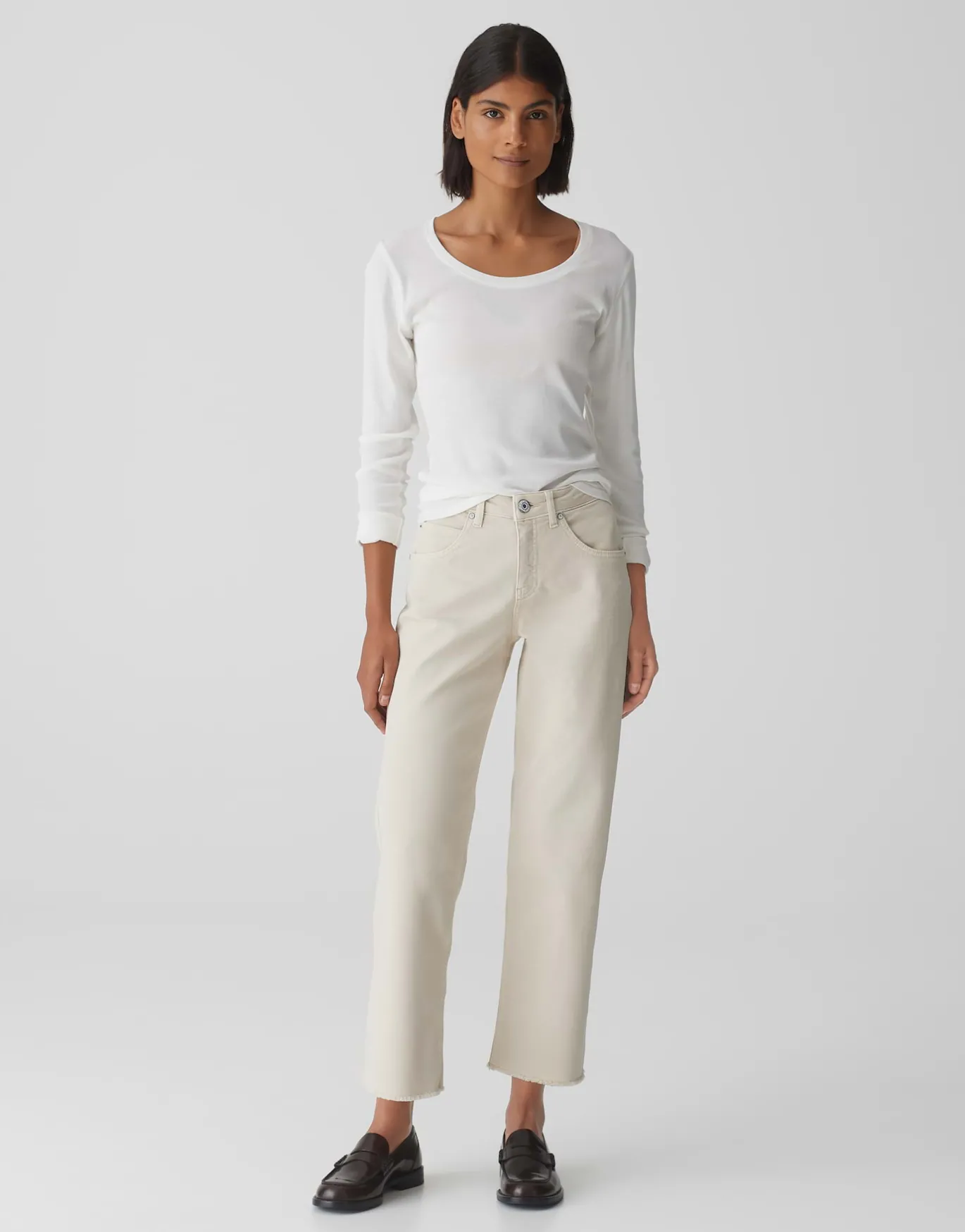 Damen OPUS Jeans^Wide Cropped Jeans Momito Color Beige Online Bestellen