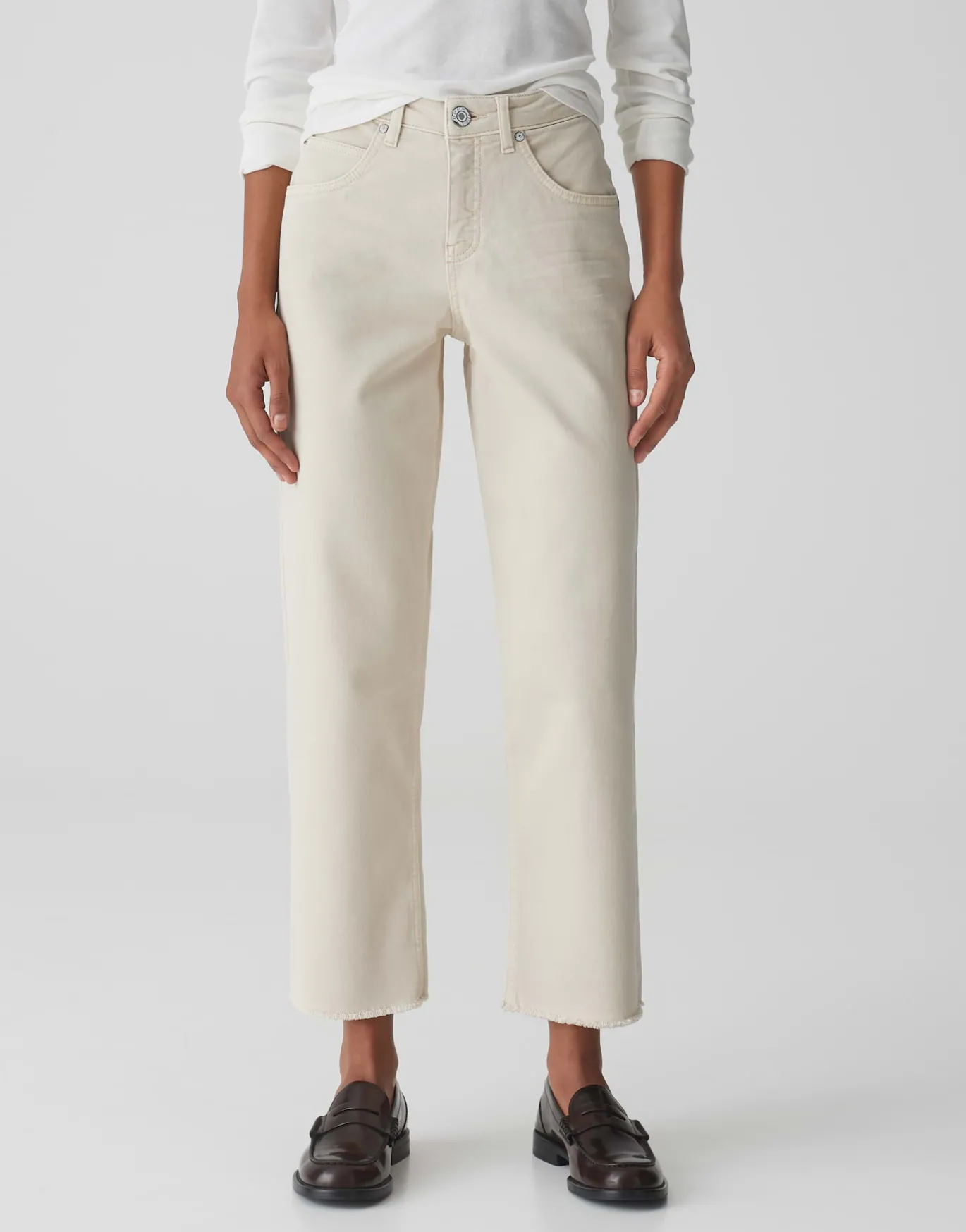 Damen OPUS Jeans^Wide Cropped Jeans Momito Color Beige Online Bestellen