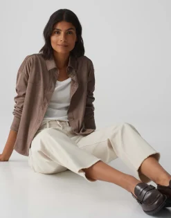 Damen OPUS Jeans^Wide Cropped Jeans Momito Color Beige Online Bestellen