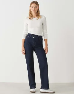 Damen OPUS Jeans^Wide Leg Jeans Marli Crisscross Blau Online Bestellen