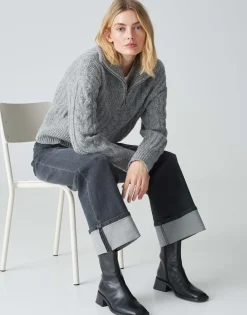 Damen OPUS Jeans^Wide Leg Jeans Marli Turn Up Grau Online Bestellen